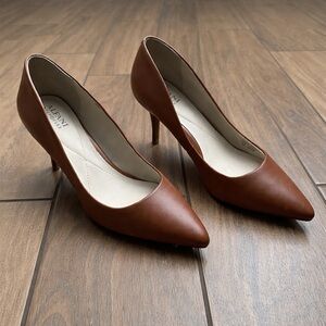 Alfani Step N Flex Brown Leather Pointed Toe Heels